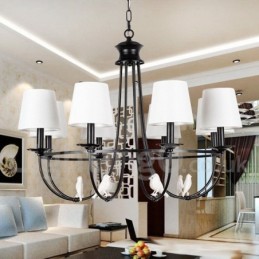 8 Světlý retro černý středomořský styl Rustikální současný lustr ve stylu svíčky
