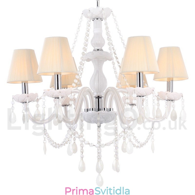6 Světle bílý lustr K9 Crystal Candle Style