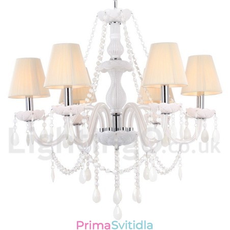 6 Světle bílý lustr K9 Crystal Candle Style 6 Světle bílý lustr K9 Crystal Candle Style