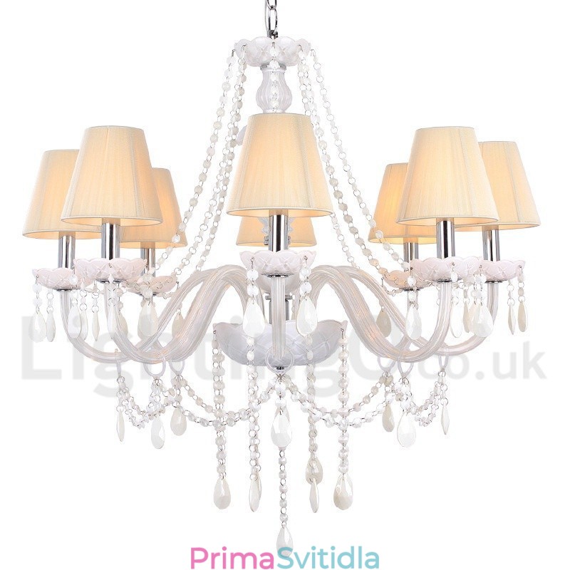 8 Světle bílý lustr K9 Crystal Candle Style