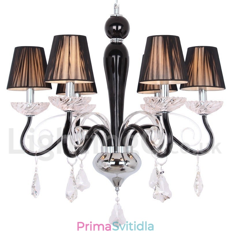 6 Light White Contemporary K9 Crystal Candle Style Lustr
