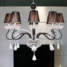 8 Light White Contemporary K9 Crystal Candle Style Lustr