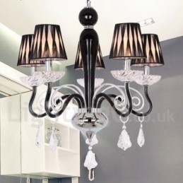 5 Light White Contemporary K9 Crystal Candle Style Lustr