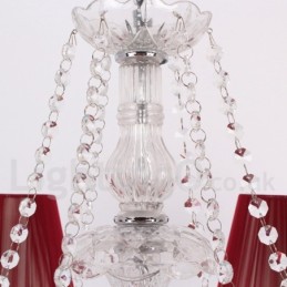 6 Světle červený lustr K9 Crystal Candle Style