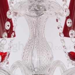 6 Světle červený lustr K9 Crystal Candle Style