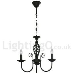 3 Light Contemporary Retro Black Candle Style Lustr