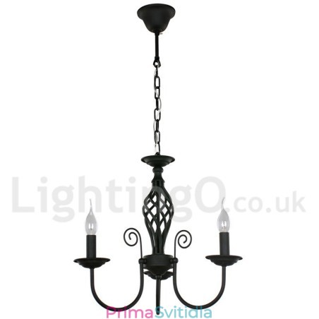 3 Light Contemporary Retro Black Candle Style Lustr 3 Light Contemporary Retro Black Candle Style Lustr