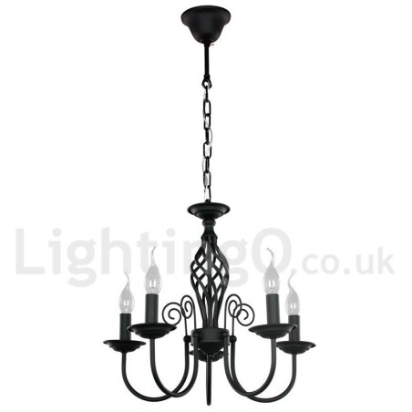 5 Light Contemporary Retro Black Candle Style Lustr 5 Light Contemporary Retro Black Candle Style Lustr