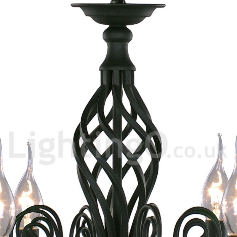 5 Light Contemporary Retro Black Candle Style Lustr
