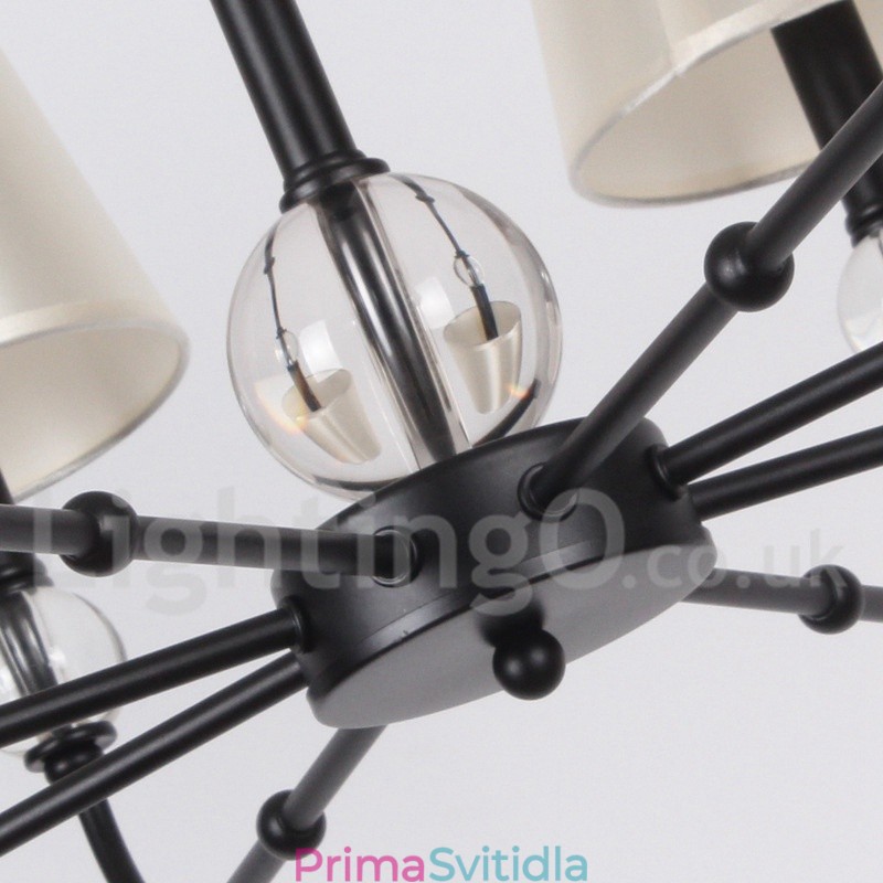 8 Světlý rustikální retro černý lustr ve stylu svíček