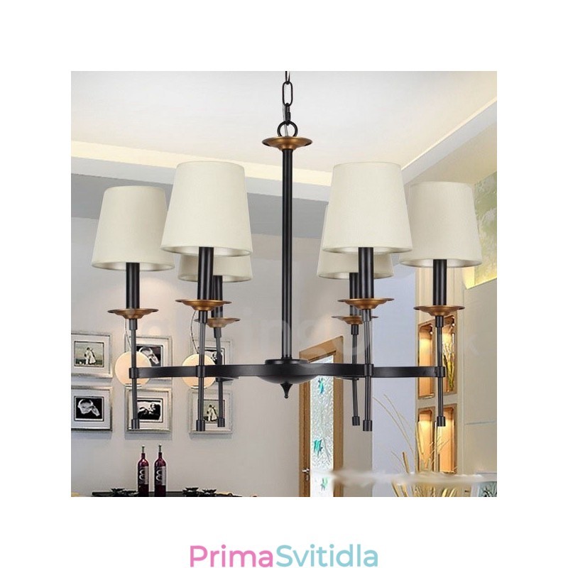 6 Light Contemporary Black Retro Candle Style Lustr
