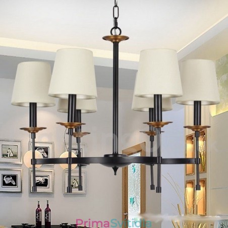 6 Light Contemporary Black Retro Candle Style Lustr 6 Light Contemporary Black Retro Candle Style Lustr