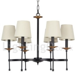 6 Light Contemporary Black Retro Candle Style Lustr