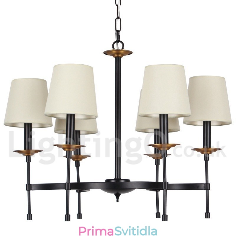 6 Light Contemporary Black Retro Candle Style Lustr