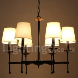 6 Light Contemporary Black Retro Candle Style Lustr