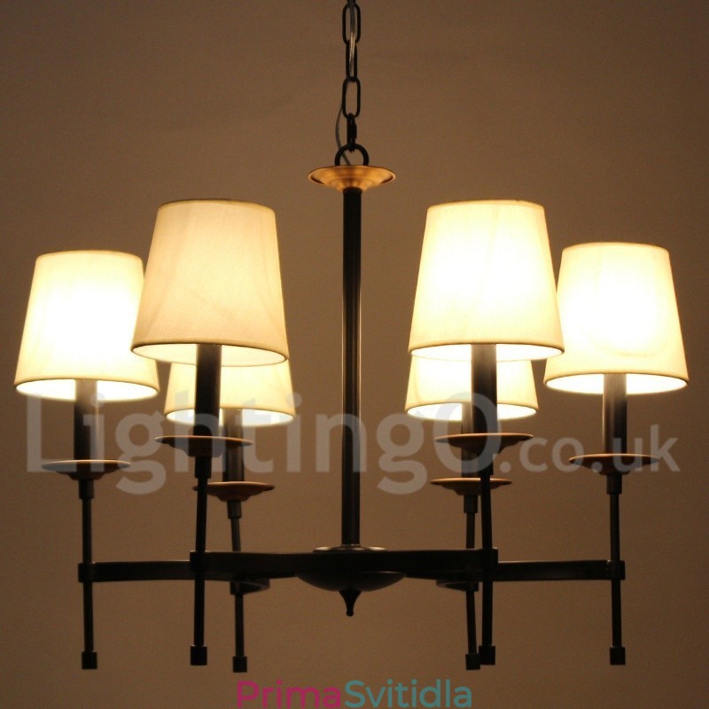 6 Light Contemporary Black Retro Candle Style Lustr