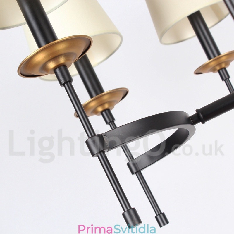 6 Light Contemporary Black Retro Candle Style Lustr