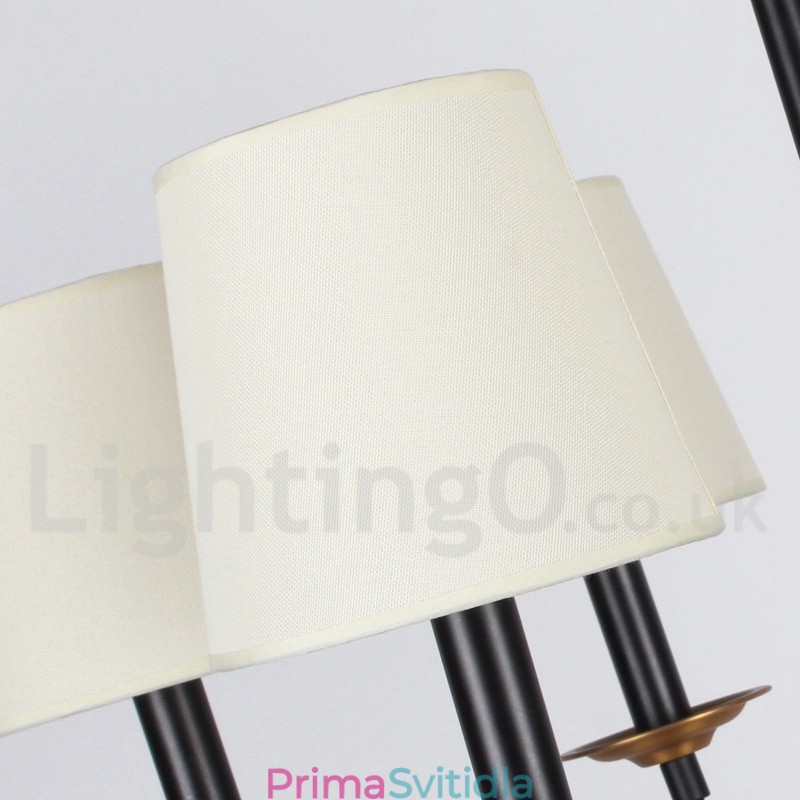 6 Light Contemporary Black Retro Candle Style Lustr