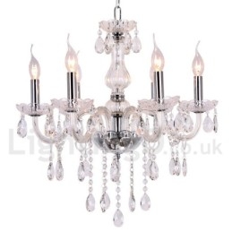 6 Light Contemporary K9 Crystal Candle Style Lustr