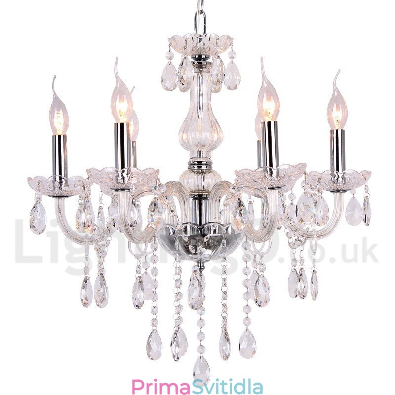 6 Light Contemporary K9 Crystal Candle Style Lustr