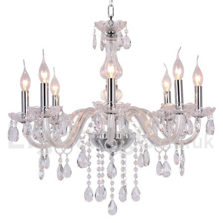 8 Light Contemporary K9 Crystal Candle Style Lustr 8 Light Contemporary K9 Crystal Candle Style Lustr