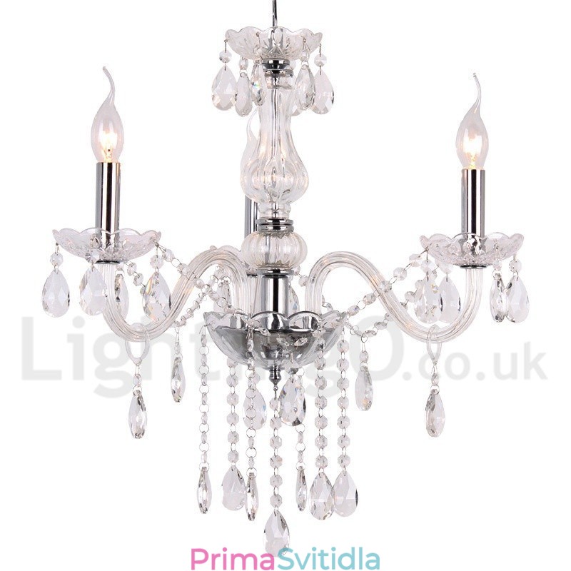 3 Light Contemporary K9 Crystal Candle Style Lustr