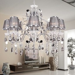 8 Světle šedý lustr K9 Crystal Candle Style