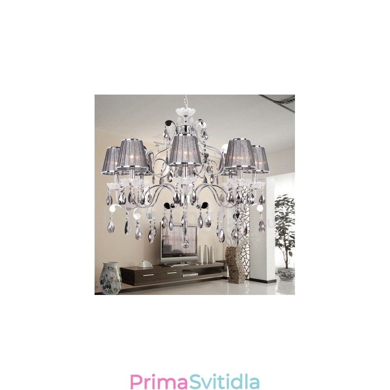8 Světle šedý lustr K9 Crystal Candle Style