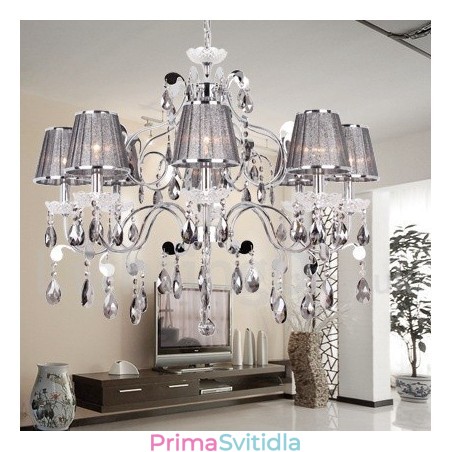 8 Světle šedý lustr K9 Crystal Candle Style 8 Světle šedý lustr K9 Crystal Candle Style