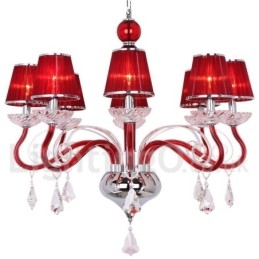 8 Světle červený současný lustr K9 Crystal Candle Style