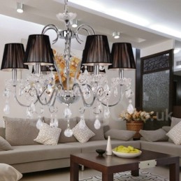 6 Light Contemporary K9 Crystal Candle Style Lustr