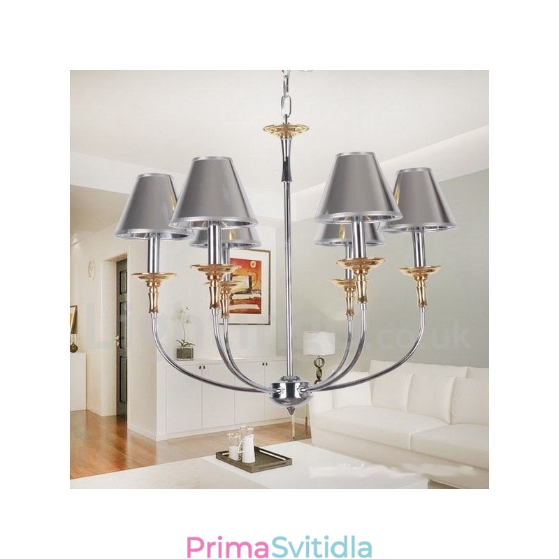 6 Lehký moderní lustr ve stylu chromové svíčky