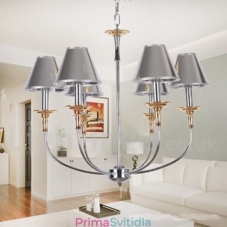 6 Lehký moderní lustr ve stylu chromové svíčky 6 Lehký moderní lustr ve stylu chromové svíčky