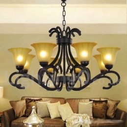8 Light Black Contemporary Candle Style Luster