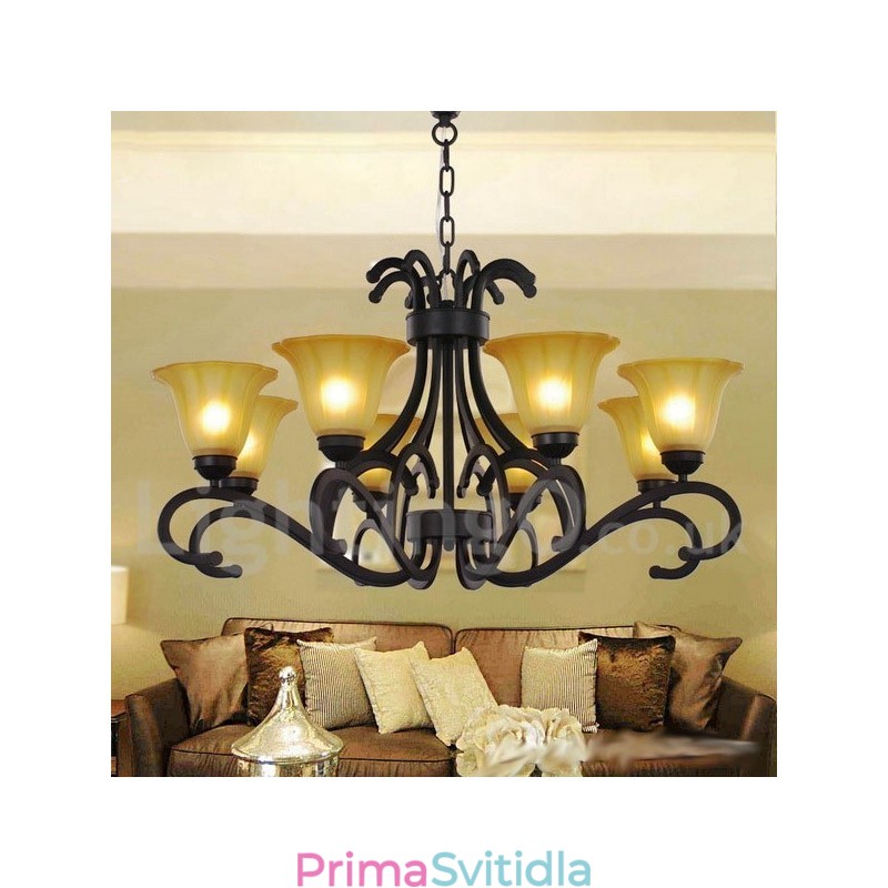 8 Light Black Contemporary Candle Style Luster