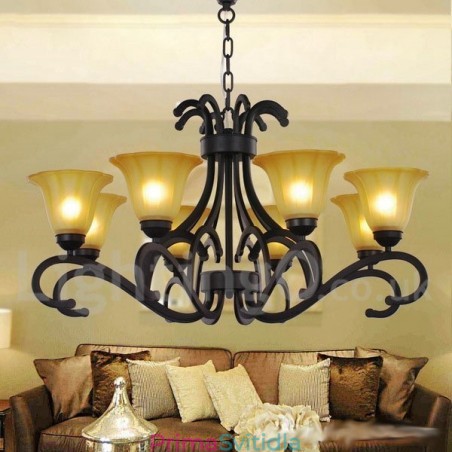 8 Light Black Contemporary Candle Style Luster 8 Light Black Contemporary Candle Style Luster