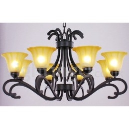 8 Light Black Contemporary Candle Style Luster