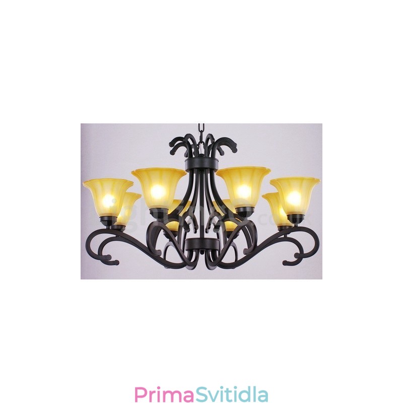 8 Light Black Contemporary Candle Style Luster