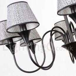 6 Lehký rustikální moderní současný retro černý lustr ve stylu svíčky