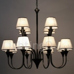 12 Lehký rustikální moderní současný retro černý lustr ve stylu svíčky