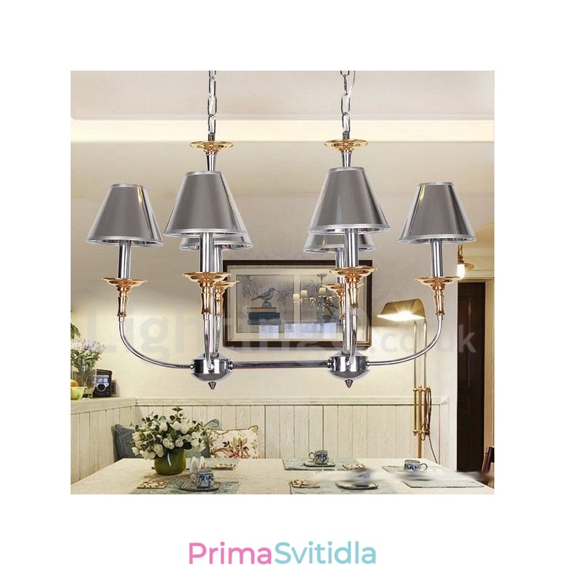 6 Lehký moderní lustr ve stylu chromové svíčky