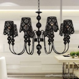 8 Lehký moderní moderní dutý lustr ve stylu černé svíčky