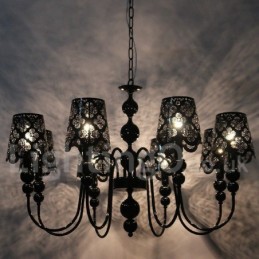 8 Lehký moderní moderní dutý lustr ve stylu černé svíčky