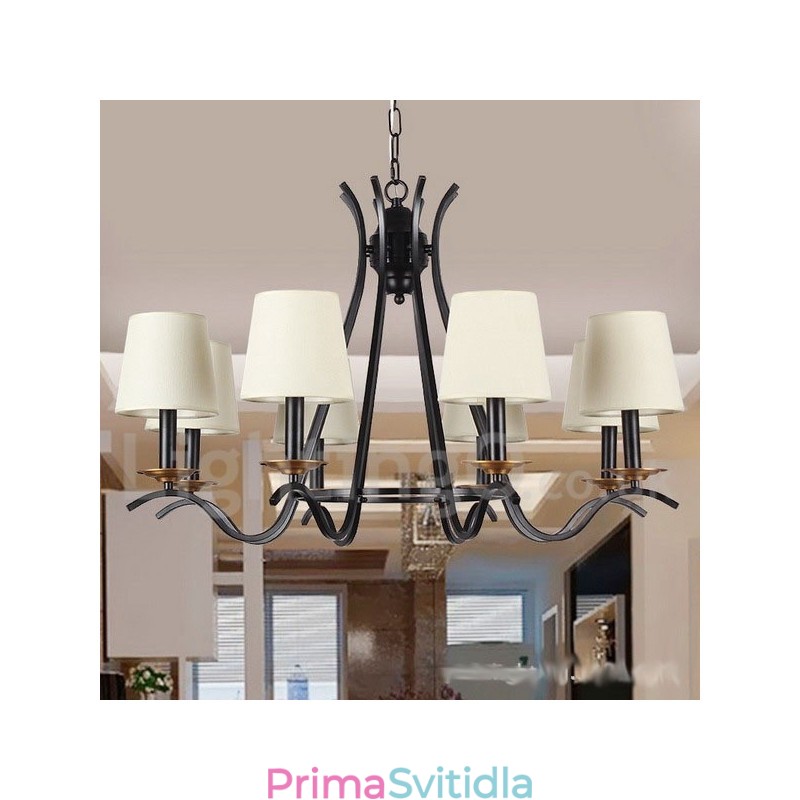 8 Světle černý Retro současný lustr ve stylu svíčky