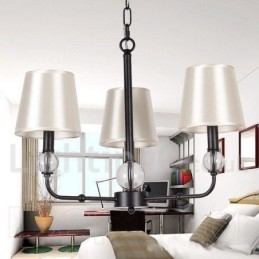 3 Light Retro Black Contemporary Candle Style Luster