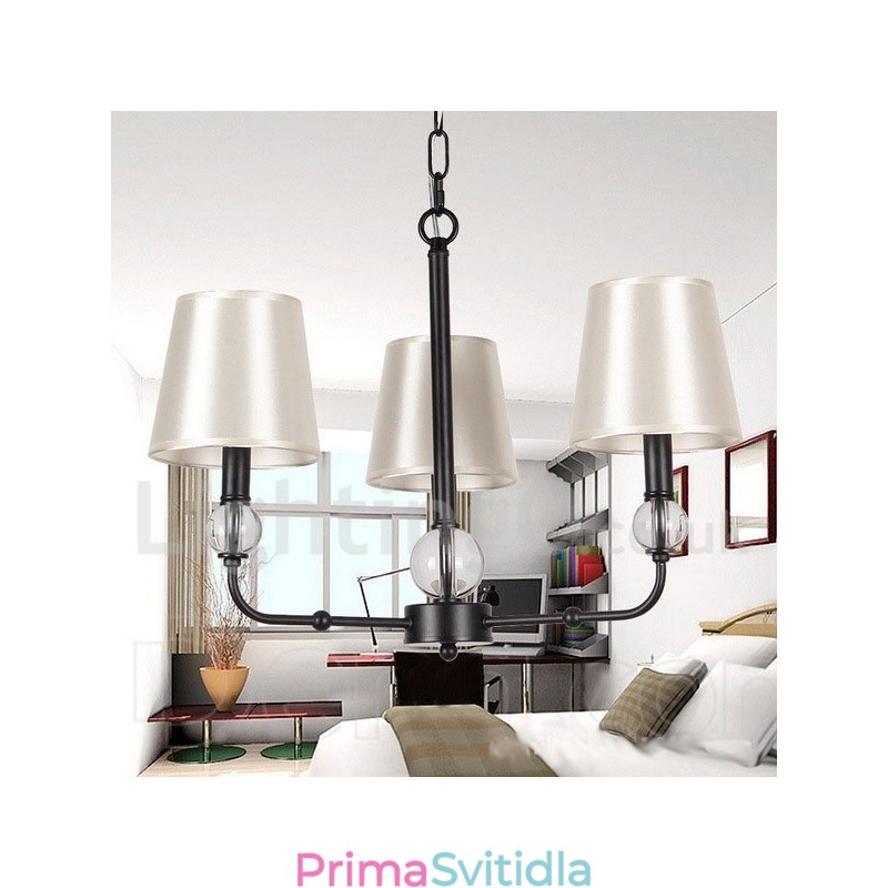 3 Light Retro Black Contemporary Candle Style Luster