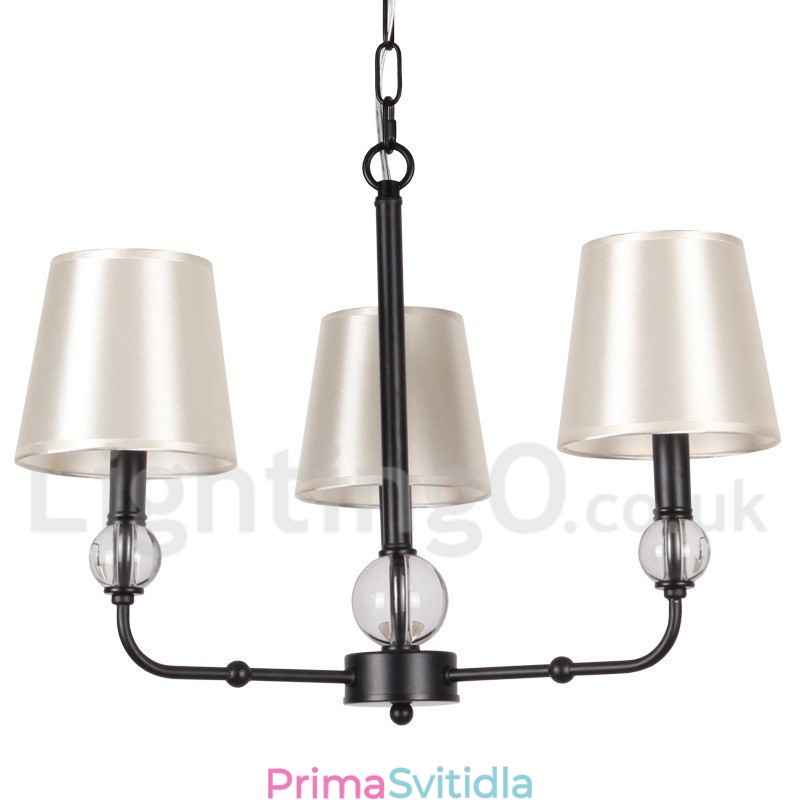 3 Light Retro Black Contemporary Candle Style Luster