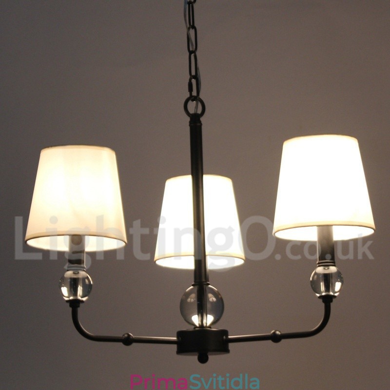 3 Light Retro Black Contemporary Candle Style Luster