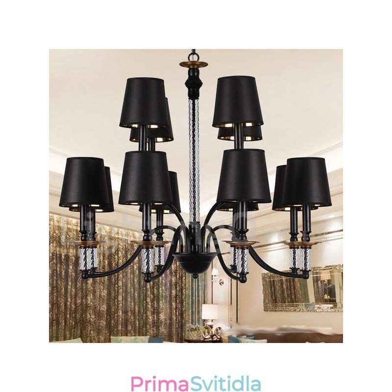12 Světle černý lustr ve stylu retro svíček