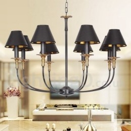 8 Light Retro Black Contemporary Candle Style Luster